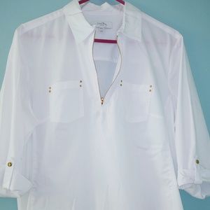 NWT  Coral Bay Petite white blouse